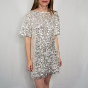 Zara Silver Sequin Mini Dress